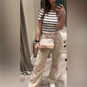 ZARA BEIGE WIDE LEG CARGOS